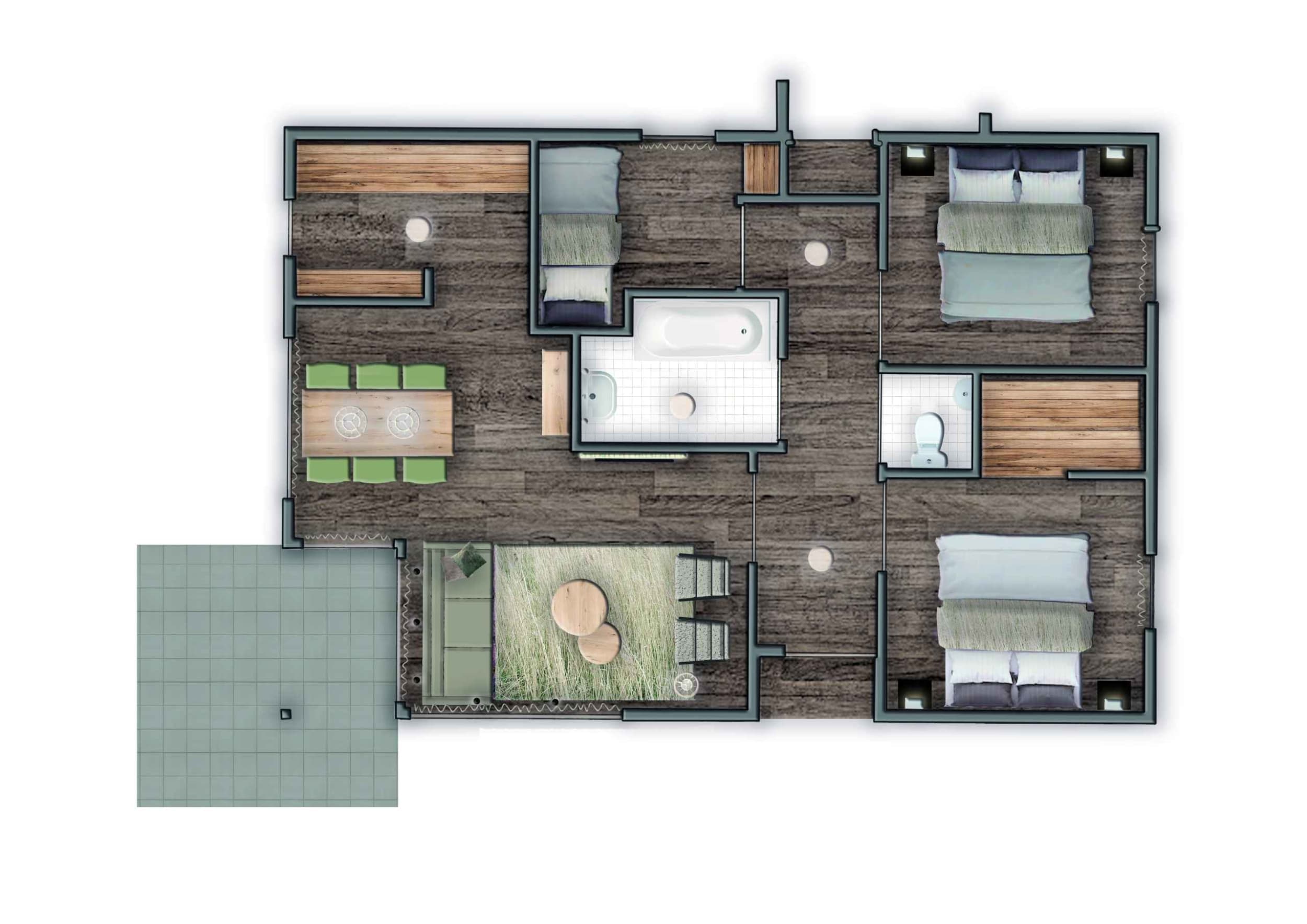 plattegrond-luxe-bungalow-damhert