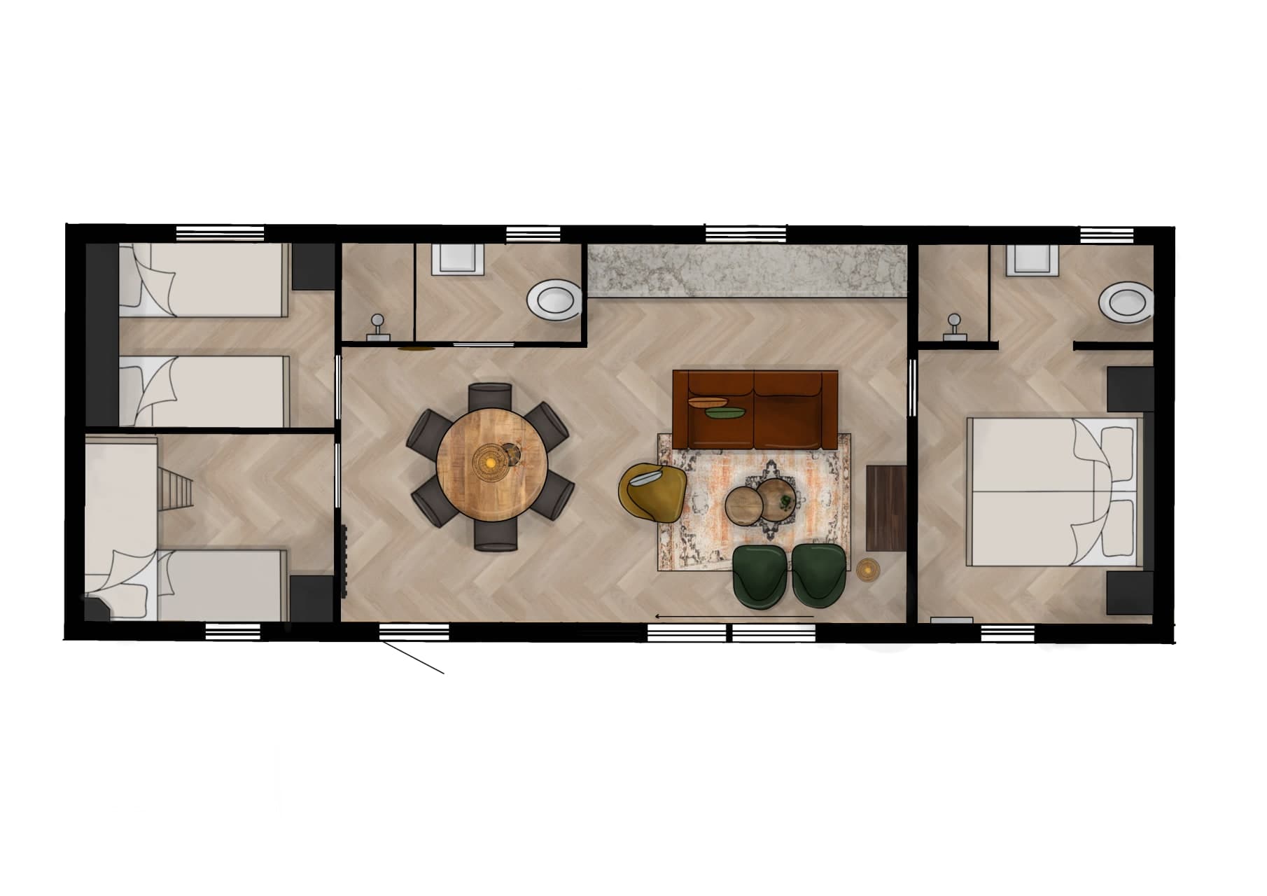 Plattegrond-cottage-edelhert-vakantiepark-dier